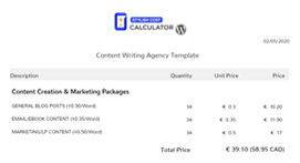 stylish cost calculator for wordpres